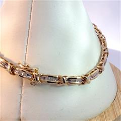 Gold-Diamond Bracelet 68 Diamonds 1.36 Carat T.W. 10K Yellow Gold 8g